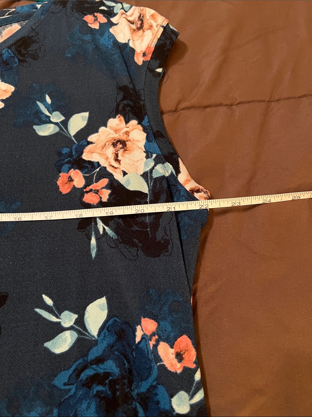 Elle Floral Teal Scoop Neck Women's Top - Picture 5 of 6